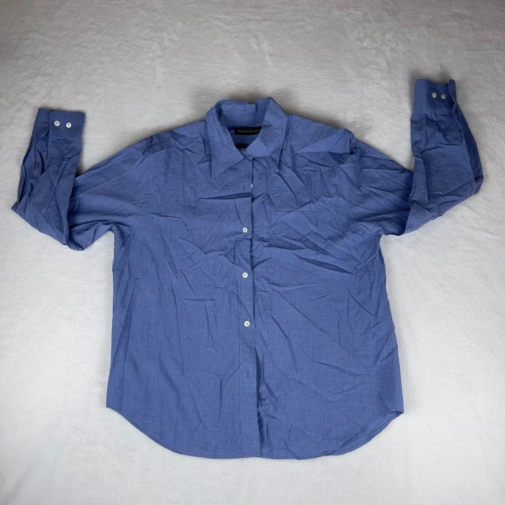 Banana Republic‎ Button Up Shirt Mens Medium Blue Long Sleeve Collar Classic Fit